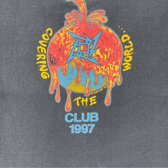 VTG Metallica Covering the World Club 1997 Giant Tag Men's Sz Large Distressed - Picture 6 of 16